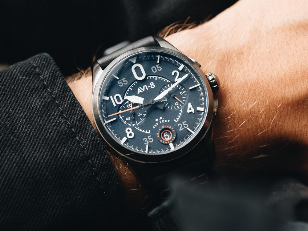 Montre à Quartz AVI-8 Spitfire Lock Chronograph Channel Blue, 42 mm, AV-4089-04