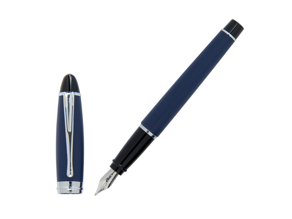 Stylo Plume Aurora Ipsilon Satin - Résine Bleue et Chrome - B10B
