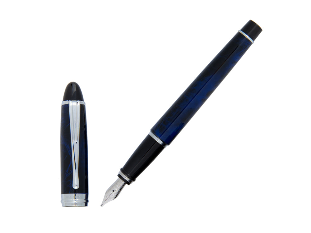 Stylo Plume Aurora Ipsilon Blue Night, Laque, Bleu, Chrome, B13-CB