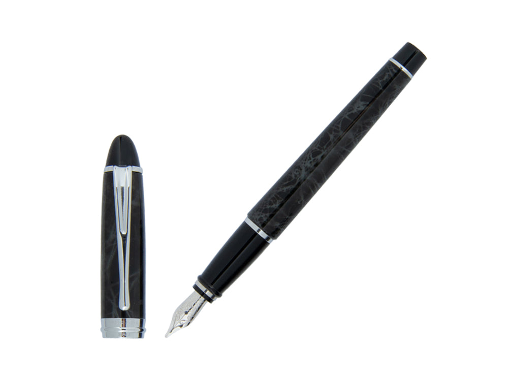 Stylo Plume Aurora Ipsilon, Résine gris, Attributs chromés, b13CG