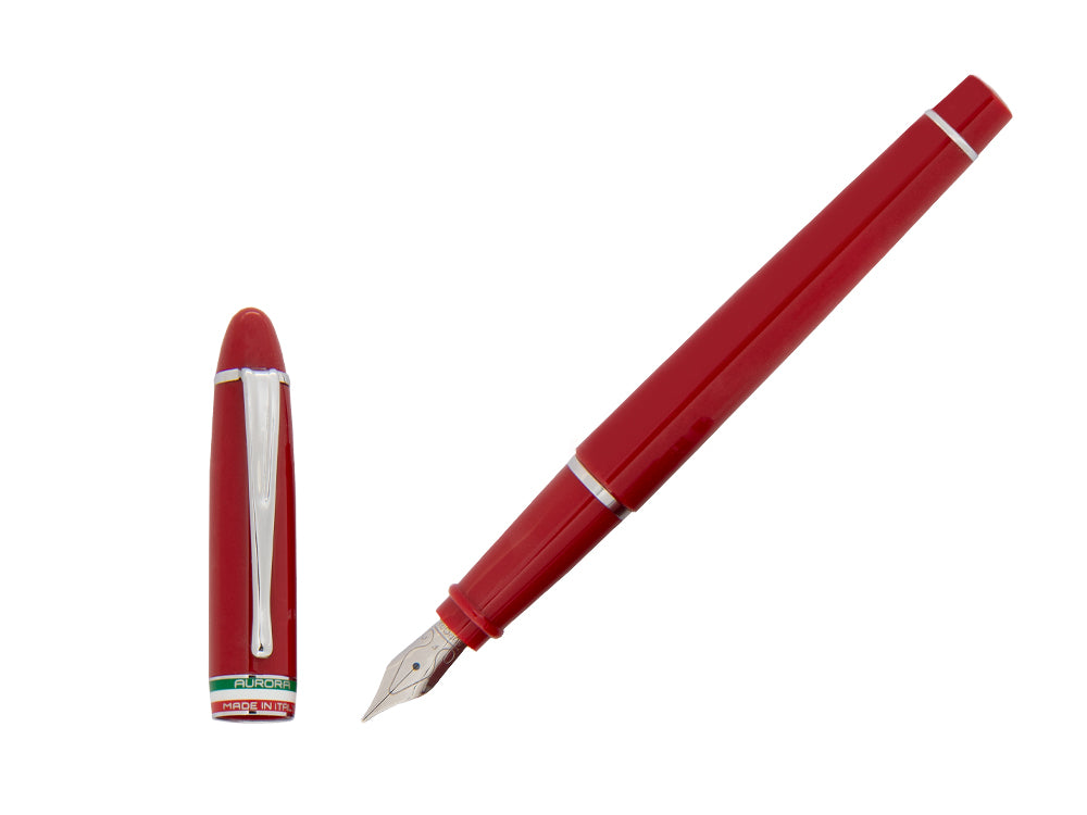 Stylo Plume Aurora Ipsilon Italia, Résine, Rouge, Attributs Chromés