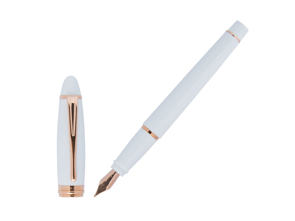 Stylo Plume Aurora Ipsilon Hiver, Résine, Blanc, Or Rose, B11-PW