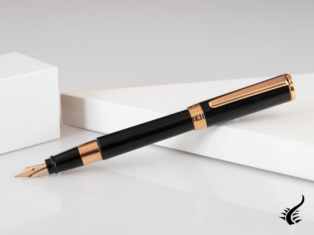 Stylo Plume Aurora TU, Résine, PVD Or Rosé, Noir, T11PN
