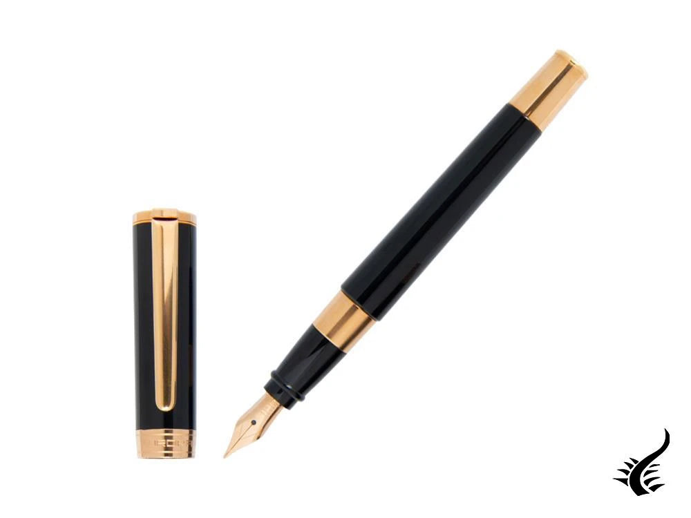 Stylo Plume Aurora TU, Résine, PVD Or Rosé, Noir, T11PN
