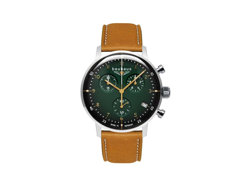 Montre à Quartz Bauhaus Aviation Dessau, Vert, 41 mm, Chronographe, Jour, 2096-4