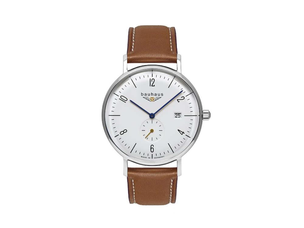 Montre à Quartz Bauhaus Pure avec Petite Seconde, Blanc, 41 mm, 2134-1