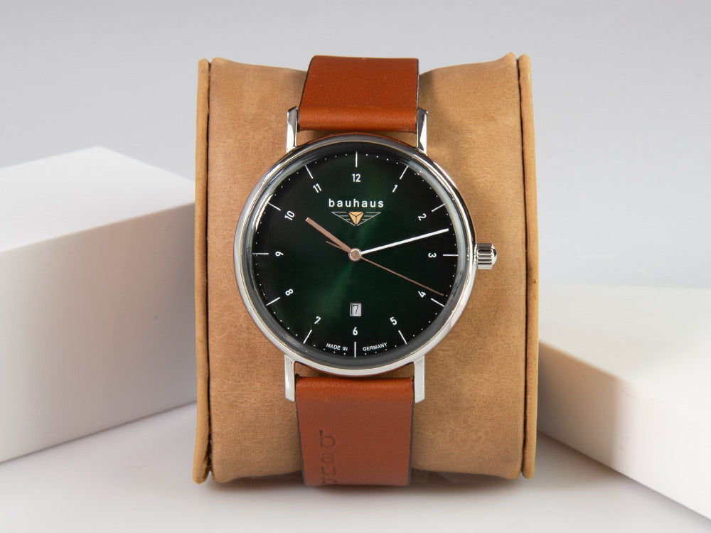 Montre à Quartz Bauhaus, Vert, 41 mm, Jour, 2140-4