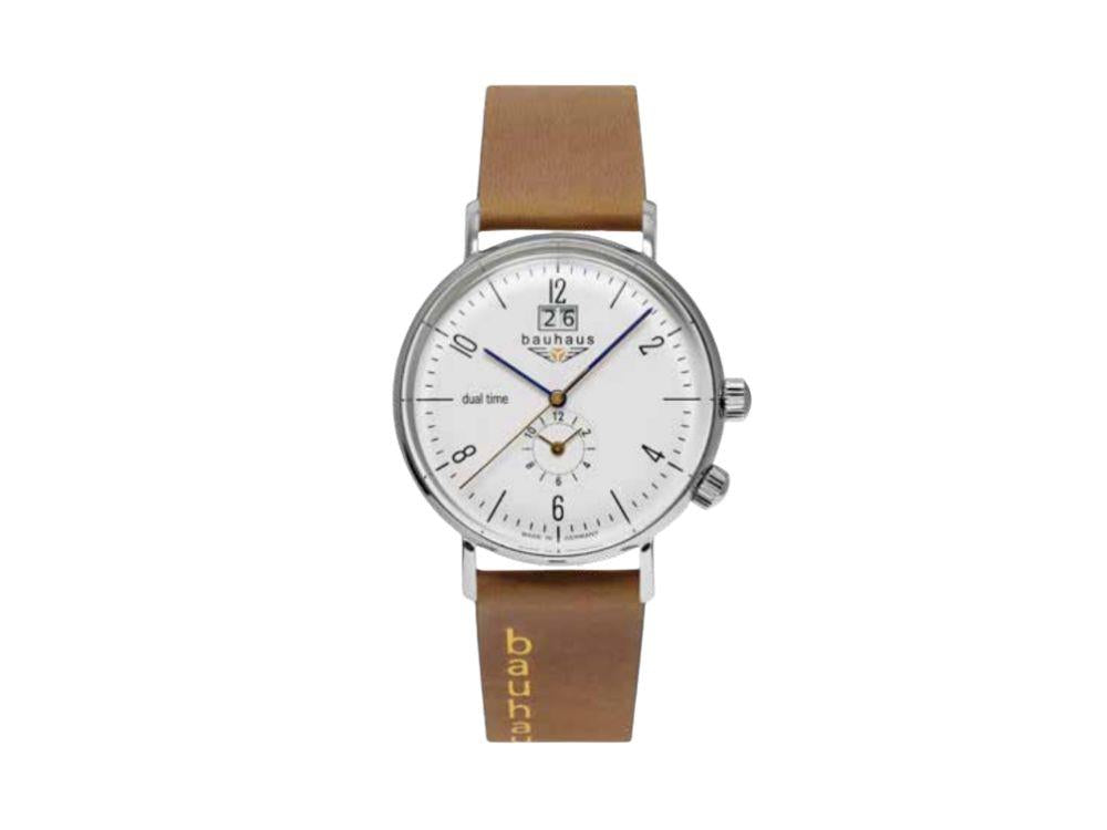 Montre à Quartz Bauhaus Classic Dual, Blanc, 41 mm, 2144-1