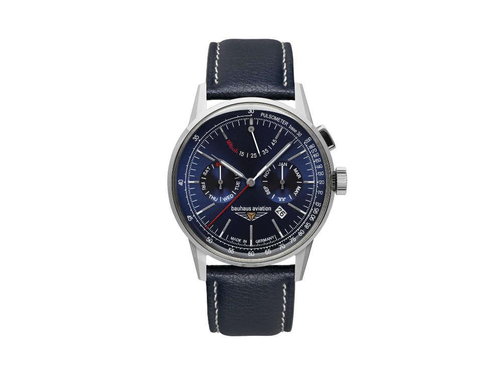 Montre Automatique Bauhaus Aviation G38 Dessau, Bleu, 42 mm, Miyota 9100, 2362-3