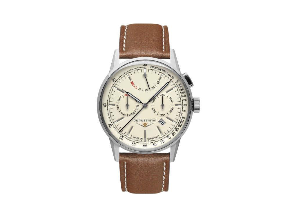 Montre Automatique Bauhaus Aviation G38 Dessau, Beige, 42 mm, Miyota, 2362-5