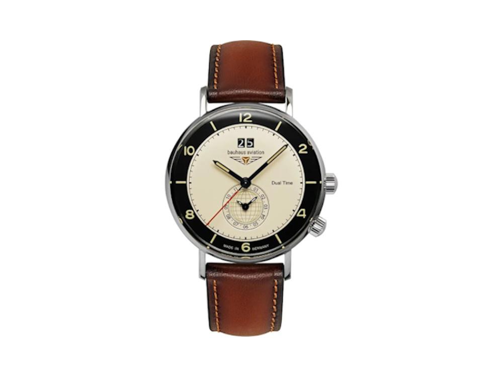 Montre à Quartz Bauhaus Aviation, Beige, 41 mm, Jour, 2446-2