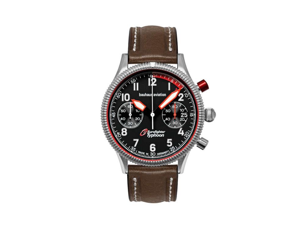 Montre à Quartz Bauhaus Aviation, Noir, 41 mm, Chronographe, Jour, 2576-2