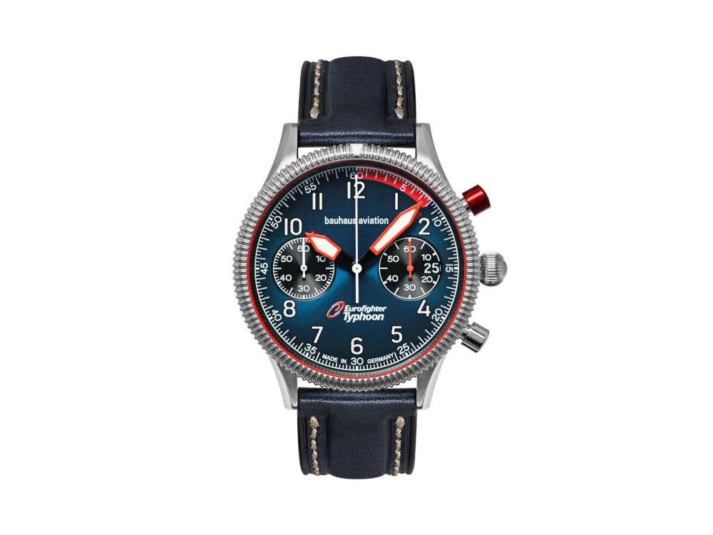 Montre à Quartz Bauhaus Aviation, Bleu, 41 mm, Chronographe, Jour, 2576-3