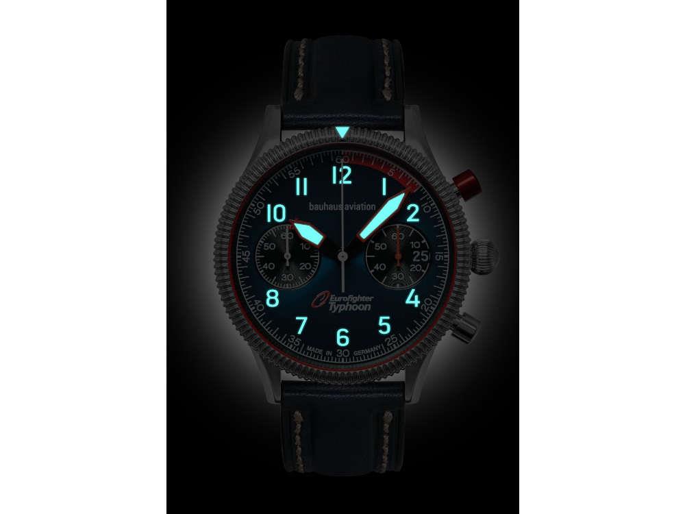 Montre à Quartz Bauhaus Aviation, Bleu, 41 mm, Chronographe, Jour, 2576-3