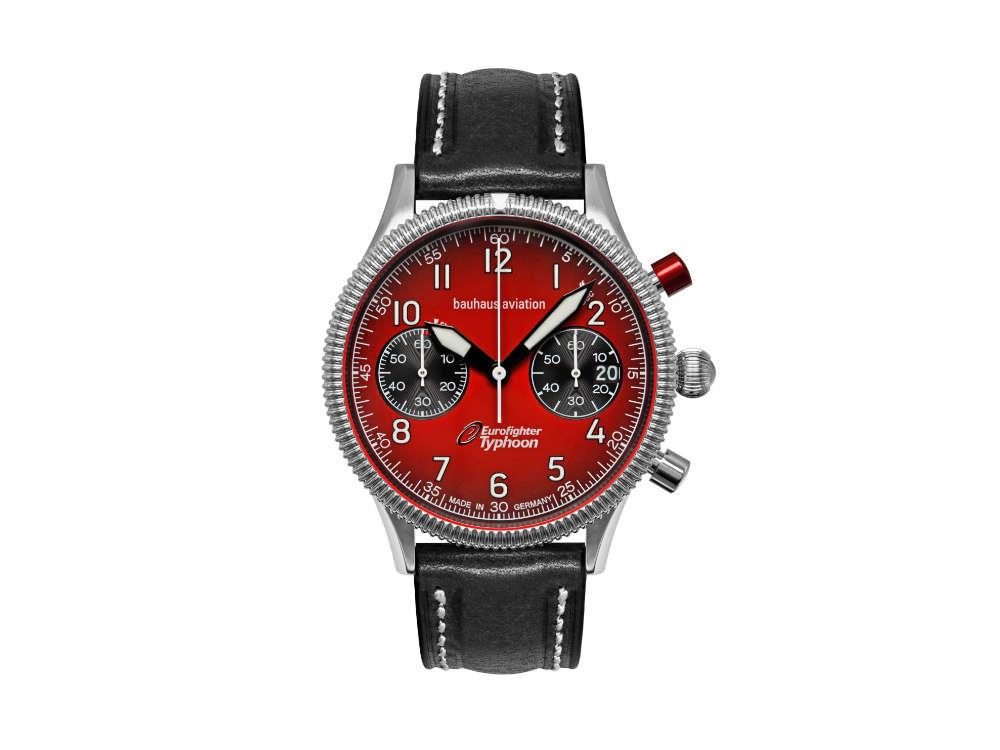 Montre à Quartz Bauhaus Aviation, Rouge, 41 mm, Chronographe, Jour, 2576-5