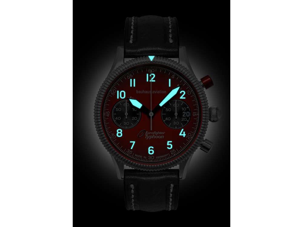 Montre à Quartz Bauhaus Aviation, Rouge, 41 mm, Chronographe, Jour, 2576-5