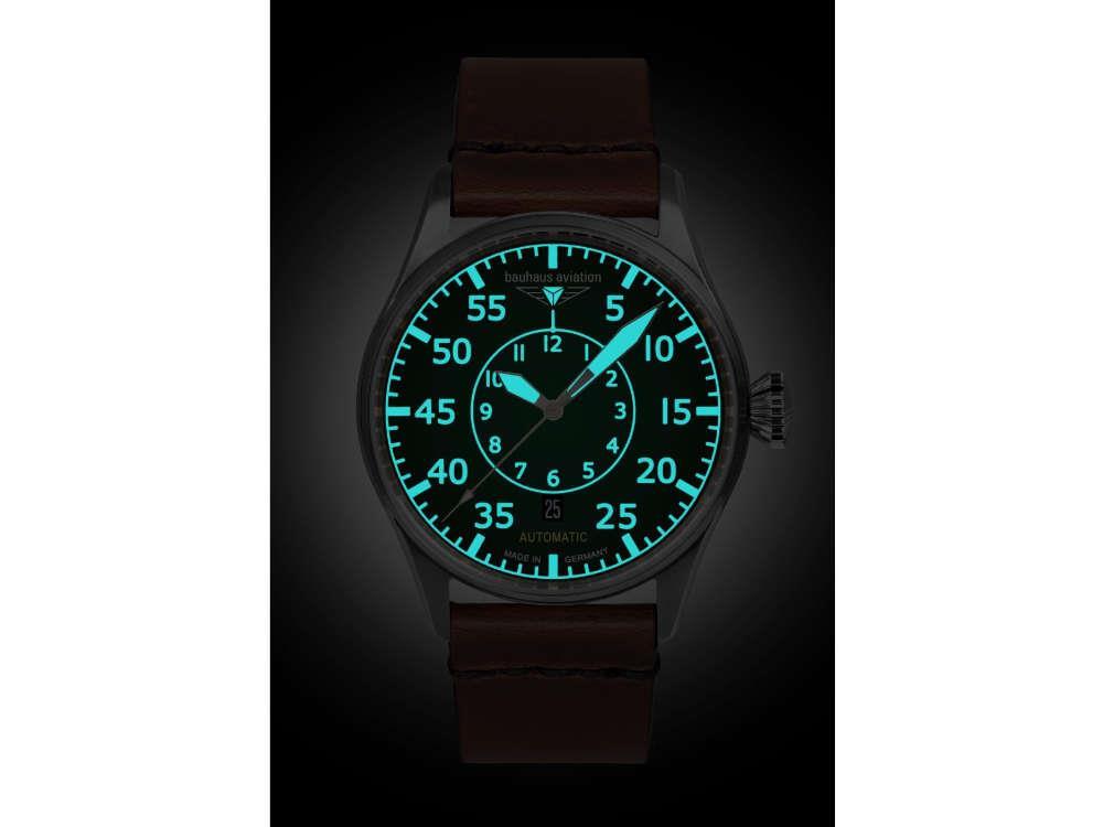 Montre Automatique Bauhaus Aviation Flight Control, Vert, 42 mm, SW 220, 2756-4