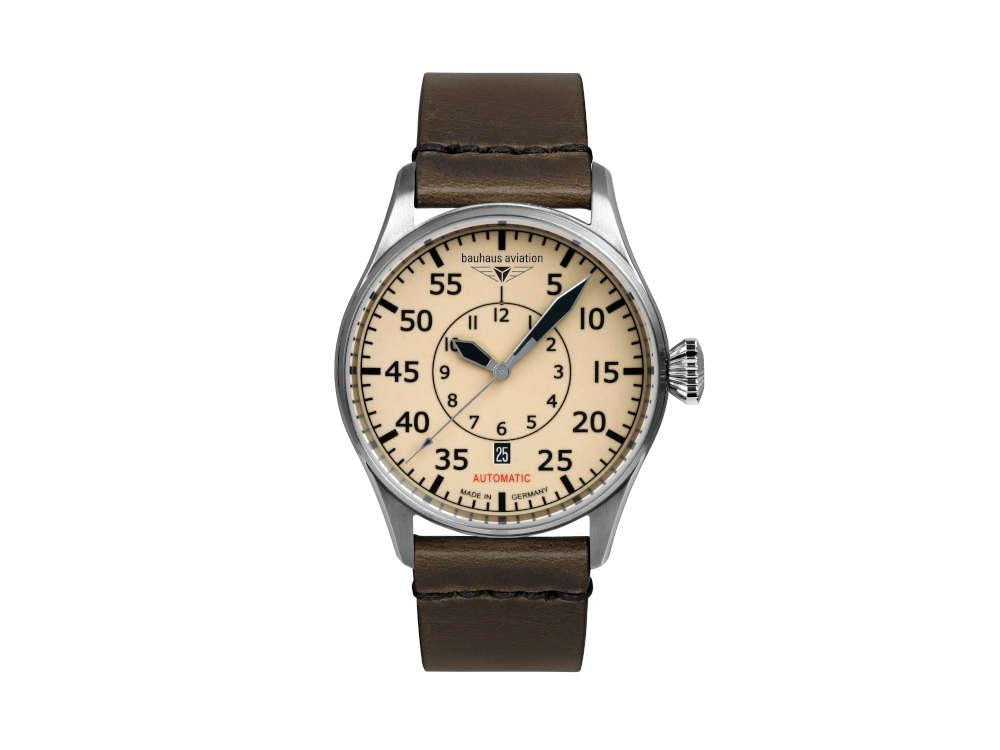 Montre Automatique Bauhaus Aviation Flight Cotrol, Beige, 42 mm, SW 220, 2756-5