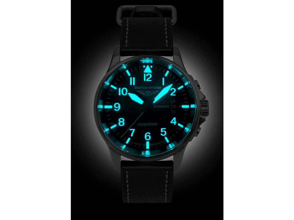 Montre Automatique Bauhaus Aviation Tornado, Noir, 40 mm, Miyota 9015, 2760-2