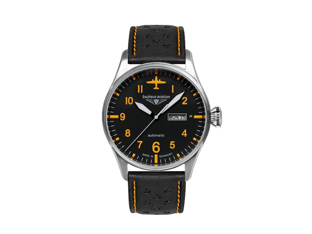 Montre Automatique Bauhaus Aviation, Noir, 42 mm, 2766-5