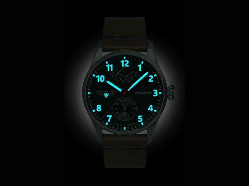 Montre Automatique Bauhaus Aviation Tornado, Noir, 42 mm, Jour, 2790-2