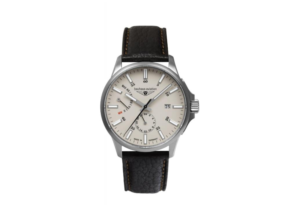 Montre Automatique Bauhaus Aviation, Titane, Beige, 42 mm, Jour, 2860-5