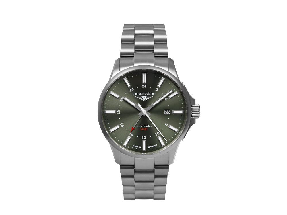 Montre Automatique Bauhaus Aviation Titanium, Vert, 42 mm, Jour, 2868M-4