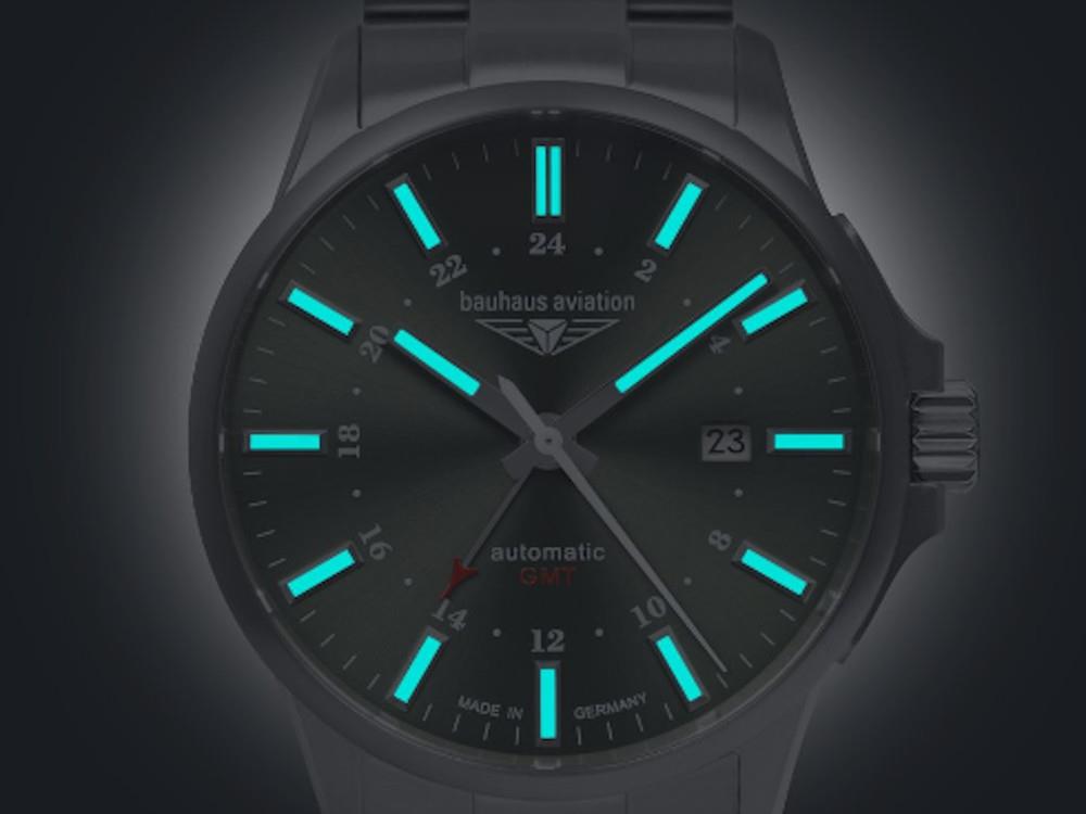 Montre Automatique Bauhaus Aviation Titanium, Vert, 42 mm, Jour, 2868M-4