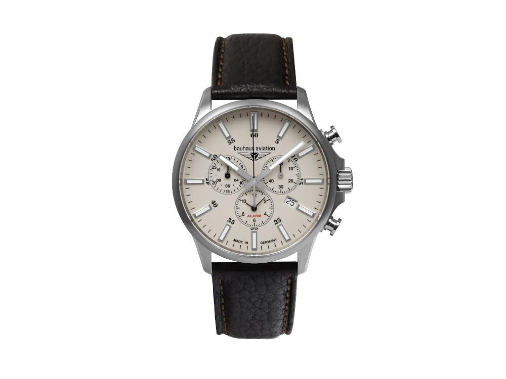 Montre à Quartz Bauhaus Aviation, Beige, 42 mm, Chronographe, Jour, 2880-5