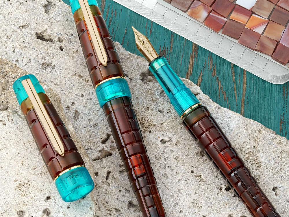 Stylo Plume Benu Tessera Ribbon Turquoise, Ambre, 25.2.32.6.0-S
