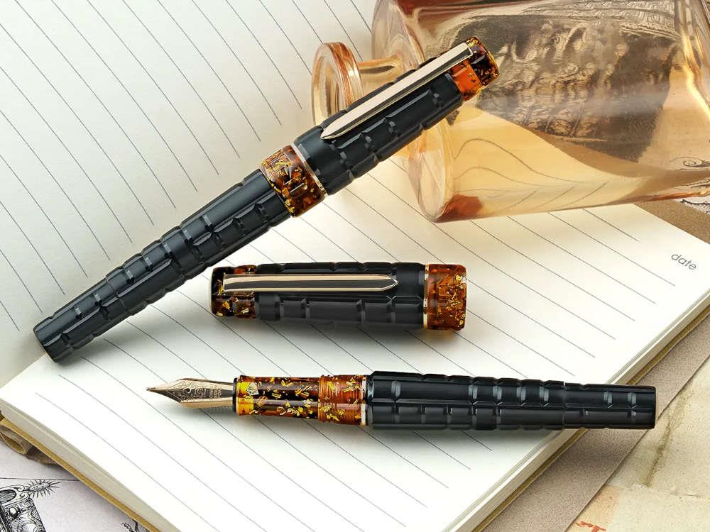 Stylo Plume Benu Tessera Black Amber, Plaqué or, 25.2.33.6.0-S