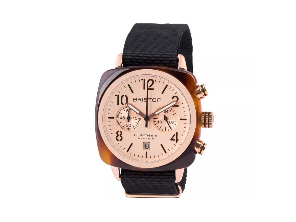 Montre à Quartz Briston Clubmaster Classic, PVD, Rosa, 40 mm, 14140.PRA.T.6.NB
