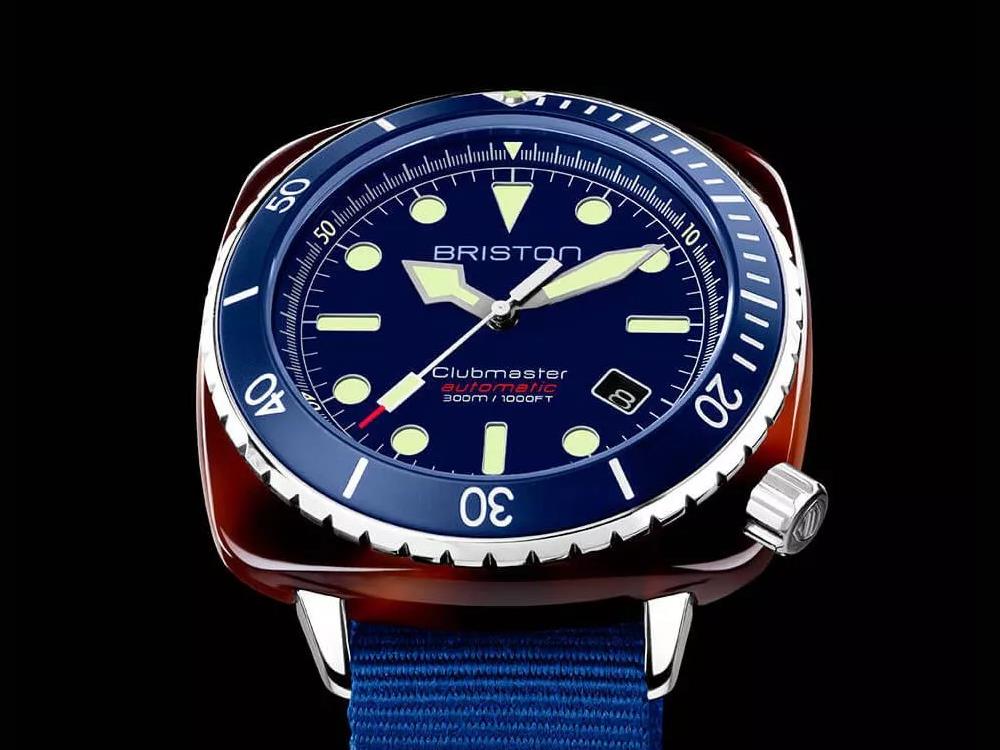 Montre Automatique Briston Clubmaster Diver, Bleu, 44 mm, 21644.SA.T.15.NNB