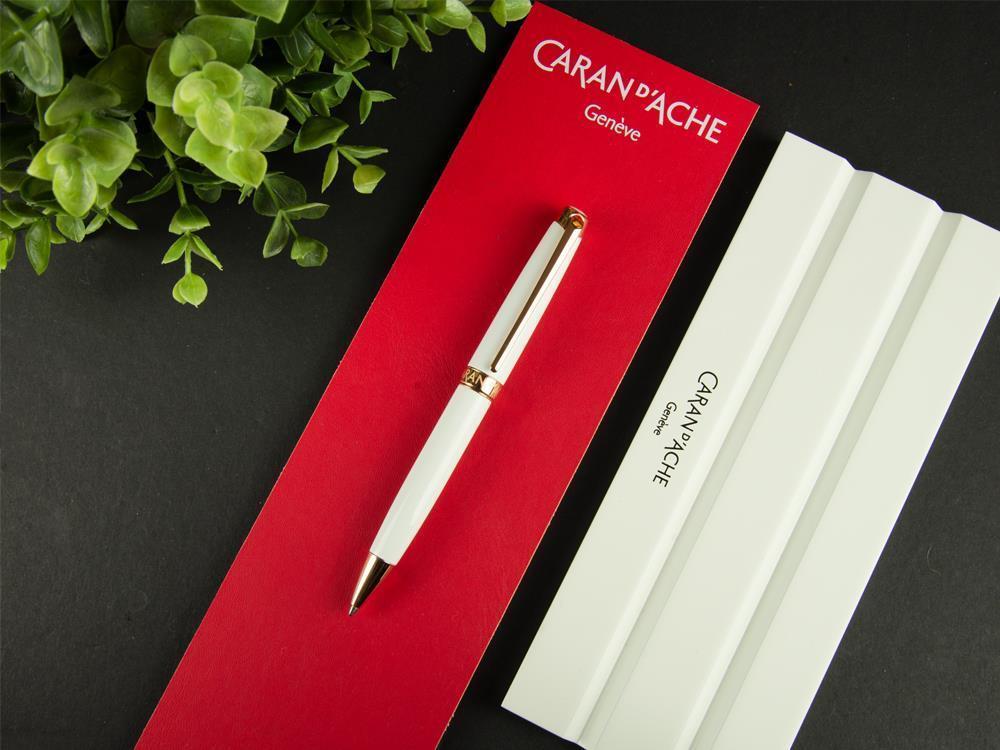 Stylo bille Caran d´Ache Léman Slim White Rosegold, Laque, Blanc, 4781.001