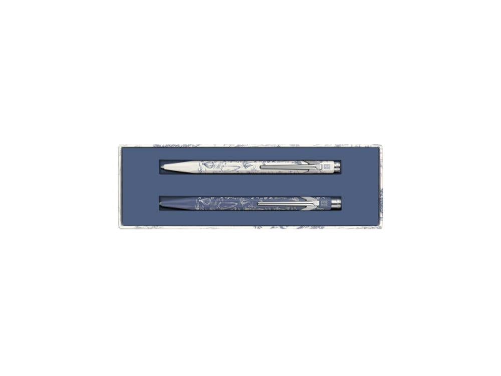 Caran d'Ache 849 Coffret Stylo à Bille et Porte-Mine Toile de Jouy, 8490.126