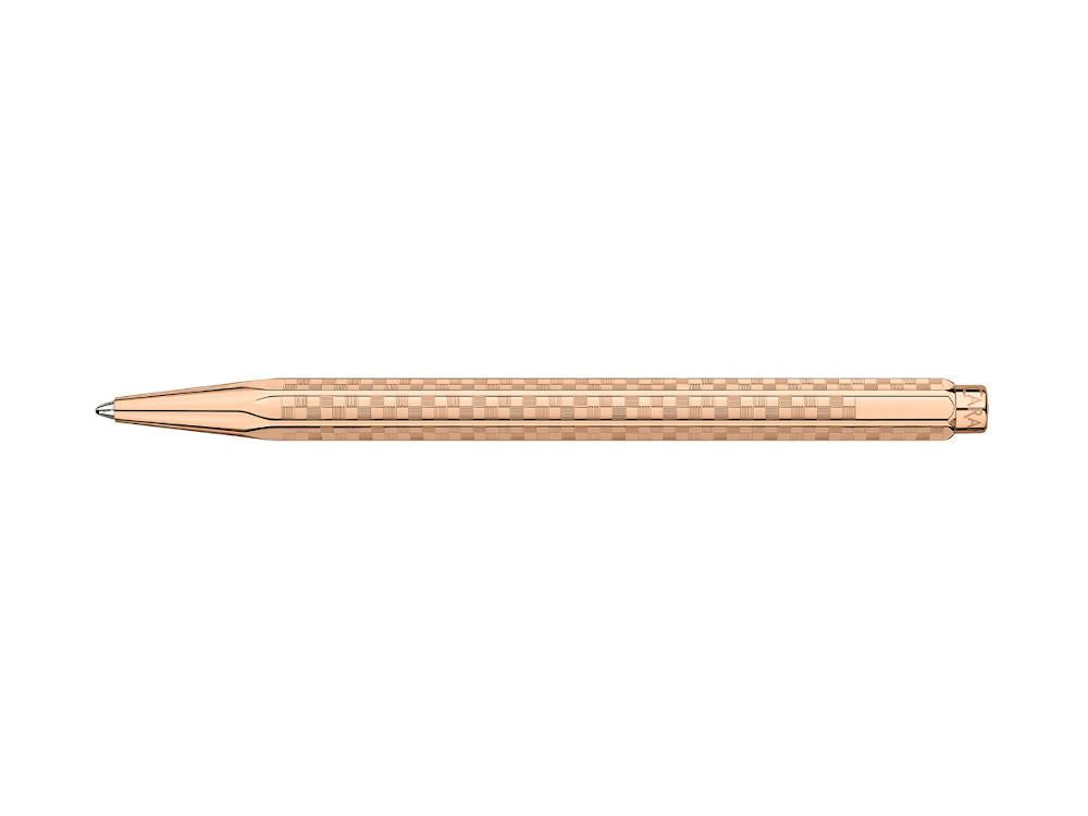 Stylo bille Caran d'Ache Ecridor Damier & Étui en Cuir Noir, Or Rose, 8902.567