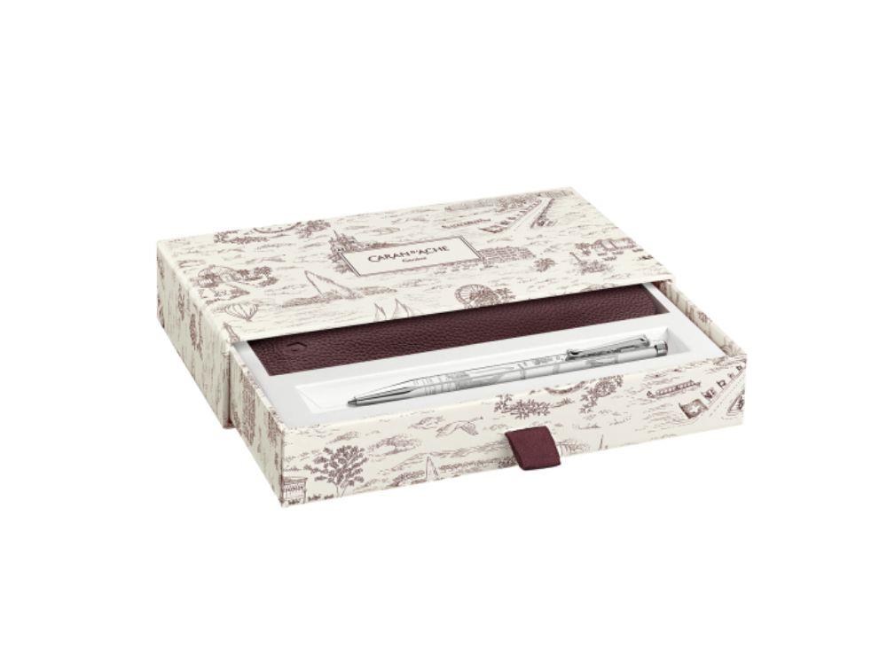Stylo bille Caran d'Ache Ecridor Toile de Jouy & Leather Case, CC0890.026,