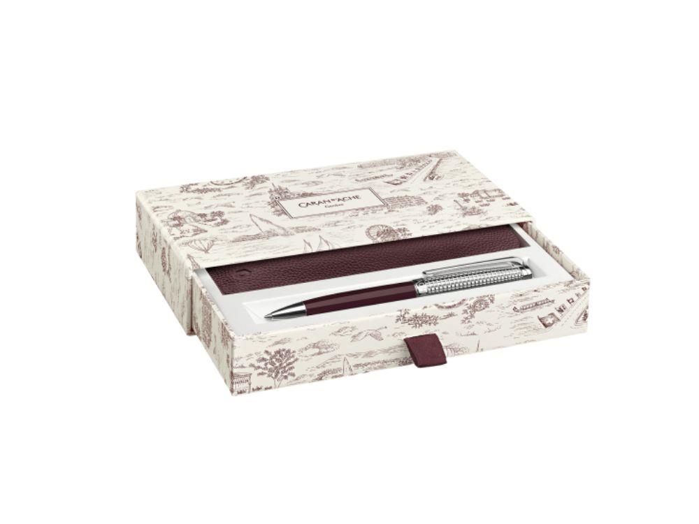 Stylo bille Caran d'Ache Léman Toile de Jouy & Leather Case, CC4789.026