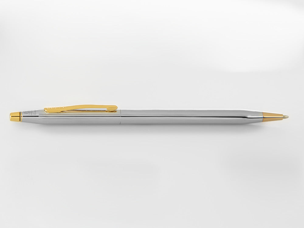 Stylo bille Cross Classic Century Medalist, Chrome, Argent, Poli, Cannelé, 3302