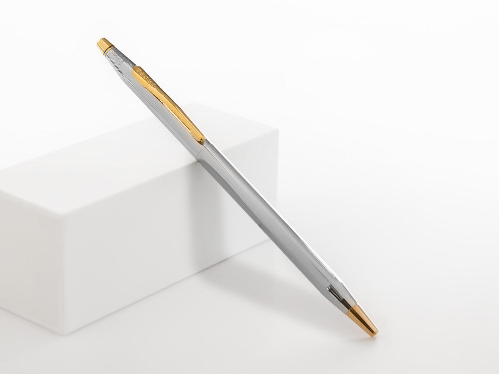 Stylo bille Cross Classic Century Medalist, Chrome, Argent, Poli, Cannelé, 3302