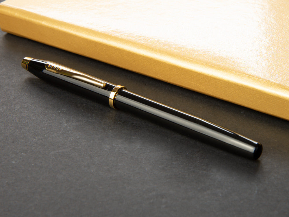 Stylo Plume Cross Century II, Laque, Noir, Plaqué Or 23K, Poli, 419-1