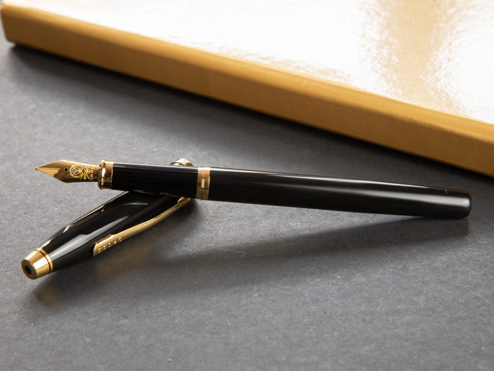 Stylo Plume Cross Century II, Laque, Noir, Plaqué Or 23K, Poli, 419-1