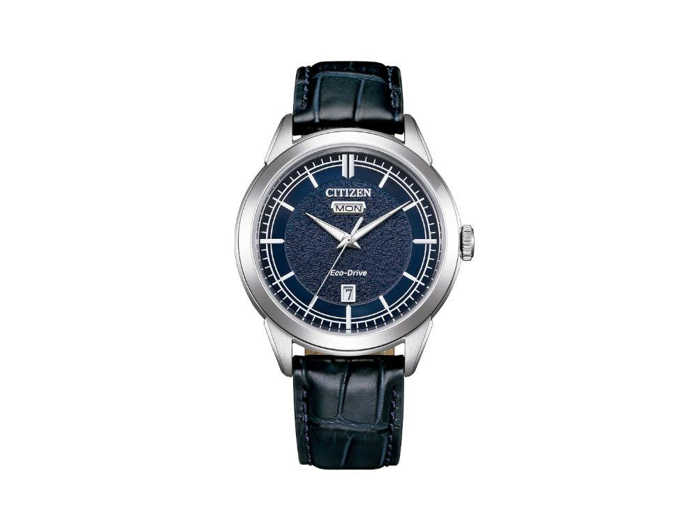 Montre à Quartz Citizen OF Elegant, Bleu, 40.5 mm, Bracelet en cuir, AW0151-00L