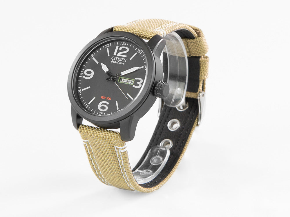 Montre à Quartz Citizen OF, Eco Drive, 42 mm, Bracelet en cuir, BM8476-23E