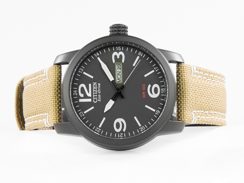 Montre à Quartz Citizen OF, Eco Drive, 42 mm, Bracelet en cuir, BM8476-23E