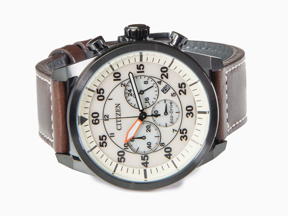 Montre à Quartz Citizen OF, Eco Drive B620, 45 mm, Bracelet en cuir, CA4215-04W