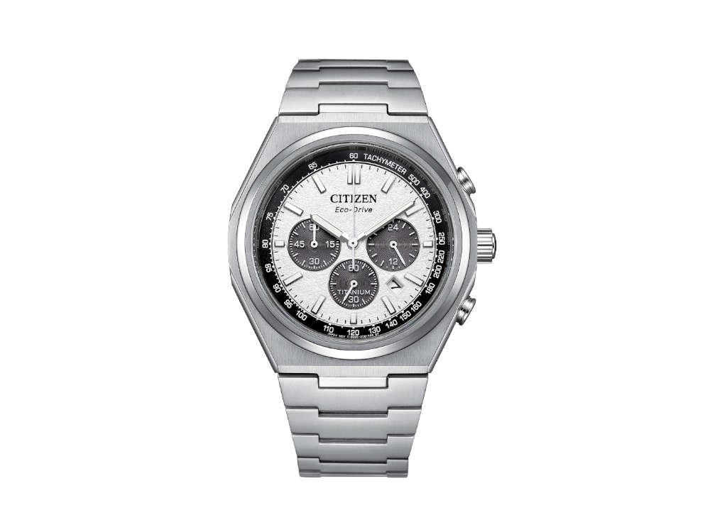 Montre à Quartz Citizen Super Titanium Chrono, 42.5 mm, Blanc, CA4610-85A