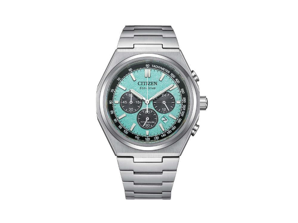 Montre à Quartz Citizen Super Titanium Chrono, 42.5 mm, Turquoise, CA4610-85M