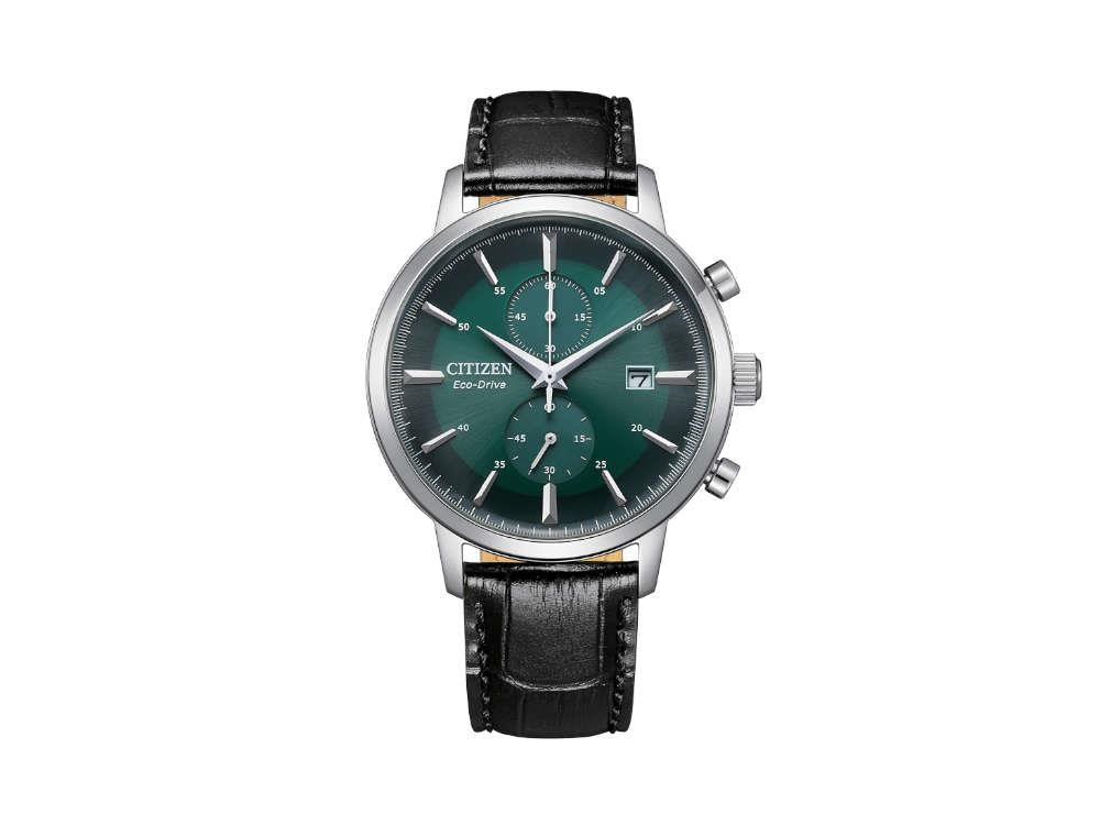 Montre à Quartz Citizen OF Chrono, Vert, 42 mm, Bracelet en cuir, CA7069-24X