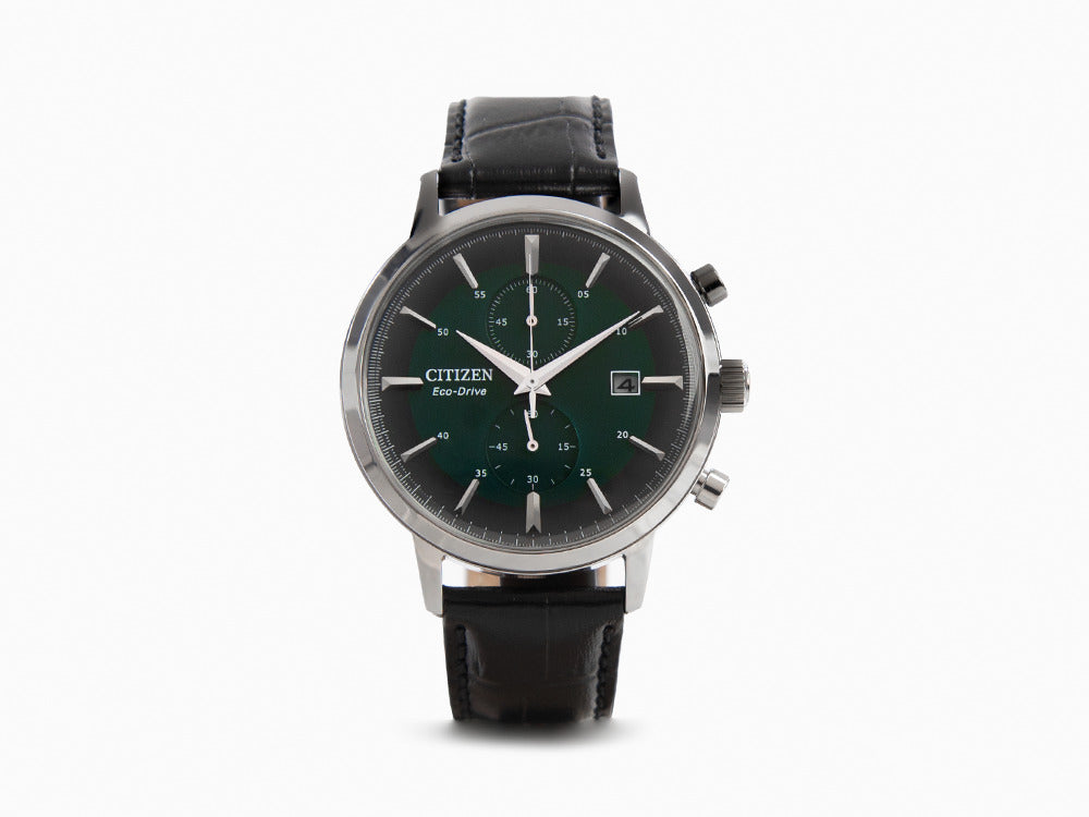 Montre à Quartz Citizen OF Chrono, Vert, 42 mm, Bracelet en cuir, CA7069-24X